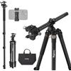SMALLRIG 2 in 1 Camera Tripod, Treppiede/Monopiede Orizzontale con Colonna Centrale con Rotazione a 360°, con Supporto per Smartphone, per DSLR, Videocamera, CT200, Carico Massimo 22lb/10kg - 4288