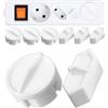Your Day Mate Copripresa Mix Set, 8 pezzi, bianco, in silicone, protezione della presa contro gli spruzzi d'acqua e la polvere, copertura per presa SchuKo tipo F e spina Euro tipo C, per presa multipla
