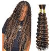 Lakaisa Deep Wave Bulk Human Braiding Hair for Boho Braids Tessitura Capelli Umani Naturali Total 100g 2 Bundles 30 30 Pollici Human Hair Extension Unprocessed No Weft P430 Highlight Brown for Women