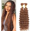 Lakaisa Deep Wave Bulk Human Braiding Hair for Boho Braids Tessitura Capelli Umani Naturali Total 100g 2 Bundles 32 32 Pollici Human Hair Extension Unprocessed No Weft #30 Light Brown for Women
