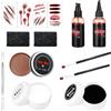 TISMHGKU Set di Trucco con Sangue Finto, Kit Trucco Halloween, Cera per Cicatrici, Pittura per Viso Bianco e Nero, Adesivo per Ferite Halloween, Perfetto per Cosplay, Carnevale e Feste a Tema