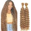 Lakaisa Deep Wave Bulk Human Braiding Hair for Boho Braids Tessitura Capelli Umani Naturali Total 100g 2 Bundles 32 32 Pollici Human Hair Extension Unprocessed No Weft #27 Blonde for Women