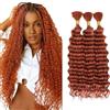 Tuheerst 30 30 30 Pollici Deep Wave Bulk hair for Braiding #350 Orange capelli umani 3 Bundles/Pack No Weft Premium Braiding Hair Extensions for Boho Braids With Minimal Tangle