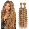 Lakaisa Deep Wave Bulk Human Braiding Hair for Boho Braids Tessitura Capelli Umani Naturali Total 100g 2 Bundles 34 34 Pollici Human Hair Extension Unprocessed No Weft #27 Blonde for Women