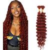 Lakaisa Deep Wave Bulk Human Braiding Hair for Boho Braids Tessitura Capelli Umani Naturali Total 100g 2 Bundles 18 18 Pollici Human Hair Extension Unprocessed No Weft #33 Reddish Brown for Women
