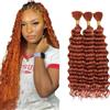 Tuheerst Deep Wave Bulk hair for Braiding #350 Orange capelli umani 3 Bundles/Pack No Weft Premium Braiding Hair Extensions for Boho Braids With Minimal Tangle 20 20 20 Inch