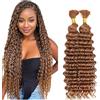 Lakaisa Deep Wave Bulk Human Braiding Hair for Boho Braids Tessitura Capelli Umani Naturali Total 100g 2 Bundles 28 28 Pollici Human Hair Extension Unprocessed No Weft #30 Light Brown for Women