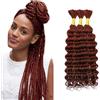 Tuheerst 30 30 30 Pollici Deep Wave Bulk hair for Braiding #33 Reddish Brown capelli umani 3 Bundles/Pack No Weft Premium Braiding Hair Extensions for Boho Braids With Minimal Tangle