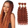 Tuheerst 34 34 34 Pollici Deep Wave Bulk hair for Braiding #350 Orange capelli umani 3 Bundles/Pack No Weft Premium Braiding Hair Extensions for Boho Braids With Minimal Tangle