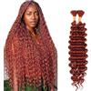 Lakaisa Deep Wave Bulk Human Braiding Hair for Boho Braids Tessitura Capelli Umani Naturali Total 100g 2 Bundles 30 30 Pollici Human Hair Extension Unprocessed No Weft #33 Reddish Brown for Women