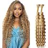 Lakaisa Deep Wave Bulk Human Braiding Hair for Boho Braids Tessitura Capelli Umani Naturali Total 100g 2 Bundles 34 34 Pollici Human Hair Extension Unprocessed No Weft P27/613 Highlight Blonde