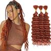 Tuheerst 32 32 32 Inch Deep Wave Bulk hair for Braiding #350 Orange capelli umani 3 Bundles/Pack No Weft Premium Braiding Hair Extensions for Boho Braids With Minimal Tangle
