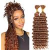 Lakaisa Deep Wave Bulk Human Braiding Hair for Boho Braids Tessitura Capelli Umani Naturali Total 100g 2 Bundles 30 30 Pollici Human Hair Extension Unprocessed No Weft #30 Light Brown for Women