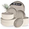 Moritz & Moritz CAVO - Servizio di stoviglie in gres per 6 persone, 18 pezzi - Servizio da tavola moderno nel colore Stone - Servizio combinato facile da pulire con set di piatti e ciotole - Servizio