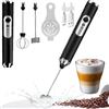 YOPOTIKA Montalatte Elettrico, Frullino Montalatte con Frusta in Acciaio INOX, Funziona a Batteria, Potente Schiumalatte Elettrico per Caffè, Latte, Cappuccino, Matcha