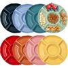 Rebanky 8 Pezzi Plastica Piatti Snack con 5 Scomparti Vassoio per Snack con Scomparti Piatti con Scomparti Riutilizzabili Antipastiera Aperitivo per Noci, Caramelle, Dessert 8 Colori, 23 x 2,5 cm