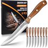 DRAGON RIOT Set Di 8 Coltelli Da Bistecca, Coltelli Da Carne Con Manico In Legno, Set Di Coltelli Da Tavola Con Confezione Regalo