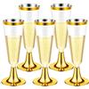LATERN 30 Pezzi Flauti da Champagne in Plastica, 150ml Bicchieri da Champagne in Oro Bicchieri da Vino con Stelo Riutilizzabili per Feste di Anniversario Matrimonio Giardino (5,5 x 16,5cm)