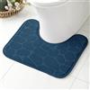 MIULEE Tappeto da Bagno in Memory Foam Antiscivolo - Morbido, Assorbente, Lavabile - Superficie con Effetto Ciottoli a Forma di U per WC, 50x40 cm, Blu Navy