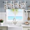 Chucoco Nautical Valance Curtain for Window,Coastal Lighthouse Starfish Collage Plaid Rod Pocket Kitchen Valances Short Curtain Panel Summer Beach Conch Window Treatment Drape for Bathroom/Bedroom/Cafe