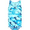 Landofgenie Body Uomo Camouflage Senza Maniche Tank Top Bodysuit Intera Pigiama Onesie per Adulti - Body Elasticizzato con Design Mimetico Camo Blu XL