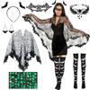 SOETDERT Costume Pipistrello Donna, Vestiti Halloween Pipistrello Mantello, Carnevale Bat Costumi Set, Mantello Pipistrell E Maschere, Cerchietto per Capelli, Costume Donna Halloween Festa