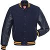 warrior gears Giacche college da uomo con corpo in lana e maniche in pelle, giacca college classica stile bomber retrò a righe, corpo in lana e maniche in pelle, Verde foresta e marrone chiaro - L