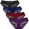 ZOOMA 4 Pezzi Donne Mutande Donna Sexy Panties Trasparenti Fiore Pizzo Cotone Intimo Slip Brief Culotte Traspirante Lingerie per Donne (M, 0231-4pcs-a)
