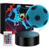 Polemera Regalo bambino 5-15 anni maschio【Versione migliorata dell'icona dell'atleta】, 3D Calcio Lampade con 16 colori cambia da telecomando, Regali di compleanno per ragazzi, ragazze e adolescenti