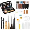 HMCEY 49 Pcs Set Cucito Pelle,Kit Artigianato Pelle,Kit Riparazione Tappezzeria,Attrezzi per Lavorare Il Cuoio,Aghi e Filo per Cucire A Mano,Strumenti Fai da Te Pelles,Strumenti per Lavorazione Pelles