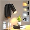 Lamptobe Applique da Parete Interno,1 Pack Faretti LED per interni con timer e telecomando,Faretti da Soffitto Orientabili per piante, luci per quadri,per piante o opere d'arte