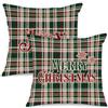 Lanpn Set di 2 Federe Cuscini Natalizi 40x40cm, Federa per cuscino a quadri scozzesi Federa decorativa per cuscino per divano per soggiorno camera da letto divano letto sedia (Verde)