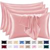 lazzaro home feel the difference Lazzaro - Confezione da 4 federe in raso di seta, ipoallergeniche, con chiusura a busta, ultra morbide, dimensioni standard, 50 x 75 cm, colore: corallo