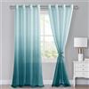 XWZO Ombre - Set di 2 tende sfumate per camera da letto e soggiorno, tende con occhielli con alzapaños, 245 x 140 cm (altezza x larghezza), gasa trasparente turchese