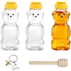 TNSLAND 3PCS Dispensatore di Miele Vasetto Orsetto 250ml Trasparente, Bottiglie di Miele in Plastica Alimentare con Cucchiaio per Miele, Portachiavi Ape, Dispensatore Sciroppo, Vasetto Marmellata Orso