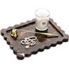 TABHOUKIT Vassoio Marmo Bagno Naturale Ondulato Vassoio Portaoggetti Svuotatasche Ingresso Moderno Lusso per Toletta, Candele, Asciugamani, Cosmetici, Profumo, Portachiavi (Oro Nero, 27 x 20 cm)