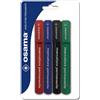 OSAMA, Set di 4 Marcatori Permanenti con punta tonda - inchiostro nero, blu, rosso e verde