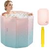 YTACREA Vasca da Bagno Pieghevole Portatile per Adulti, Vasca Ghiaccio Crioterapia, Vasca da Bagno Indipendente per Docce Calde e Fredde, Include Cuscino, Tubo di Scarico, 70*65CM, Rosa Verde