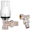 S SIENOC Valvola termostatica, testa termostatica, set di collegamento per radiatori (set termostatico da 1/2, angolo + RLV)