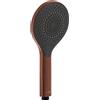 Wenko Soffione doccia Watersaving Wood, doccetta a mano a risparmio idrico in ottica legno, plastica, risparmia acqua, 3 getti, collegamento universale ½", Ø 12 cm, marrone/nero