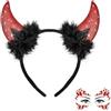 AIEDECOPT Cerchietti Corna da Diavolo e Gemme Adesivi,Cerchietto Halloween Diavolo, Cerchietto con Corna da Diavolo, per Feste di Halloween Carnevale, Feste in Maschera (B)