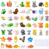 TAIXING 50 Pezzi Mini Animali in Resina, 50 Stili Figurine Miniature con Punti Adesivi per Giardino delle Fate, Casa delle Bambole, Acquario e Artigianato Fai-da-Te
