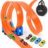 Dreamon 5 Metri Piste Macchinine per Bambini 3 4 5 6 Anni Pista Flessibile Macchinine con 4 Macchinine 2 Rampe 1 Borsa Portaoggetti 4 Ventose Regalo per Bambino e Bambine