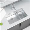 evineo m20 lavello da cucina La: 72,5 P: 45 cm, EV2107+EV2112, m20 acciaio inox satinato lucido [Lavelli da Cucina > per Base Sottolavello a partire da 80 cm]