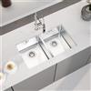 evineo m20 lavello da cucina La: 75,5 P: 45 cm, EV2108+EV2112, m20 acciaio inox satinato lucido [Lavelli da Cucina > per Base Sottolavello a partire da 80 cm]