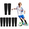 Zbssny 4 paia di calzettoni da calcio per bambini, lunghezza 32 cm, calzettoni sportivi, calze da calcio, calze elastiche per bambini, calcetto, pallacanestro, corsa, ciclismo, maratona, colore nero