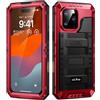 Lanhiem Cover per iPhone 16 PRO IP68 Impermeabile, Metallo 360° Completa Waterproof Case con Protezione Schermo, Militare Antiurto Armor, Subacquea Antipolvere Custodia per iPhone 16 PRO, Rosso