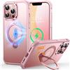 CUTELFON Custodia O3 Mag-Stand per iPhone 13 Pro Max con Supporto a 360°,[Compatibile con MagSafe][Eccezionalmente Delicata Sulla Pelle] Sottile Eopaca Magnetica Traslucida 6,7, Rosa Opaco