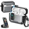 MHYALUDO Compatibile con AirPods Pro 3 Case, Cover Airpods Pro 3 | Materiale TPU con Texture in pelle, Porta di ricarica antipolvere e funzione di supporto per Airpods Pro 3 Custodia, Argento