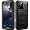Lanhiem Cover per iPhone 16 Pro IP68 Impermeabile, Metallo 360° Completa Waterproof Case con Protezione Schermo, Militare Antiurto Armor, Subacquea Antipolvere Custodia per iPhone 16 Pro, Nero